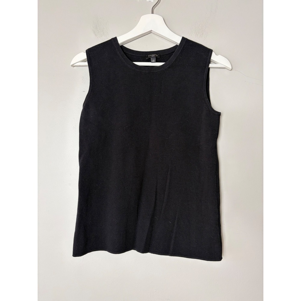 Talbots Petite Black Sleeveless Sweater Shell Crew Neck Cotton Modal SP CN5000